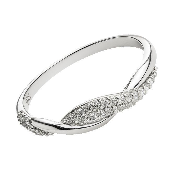 Bague Femme Argent 925 Rhodié Entrelacée – Anneau Fin Sertie d’Oxydes de Zirconium – Bijou Élégant et Raffiné