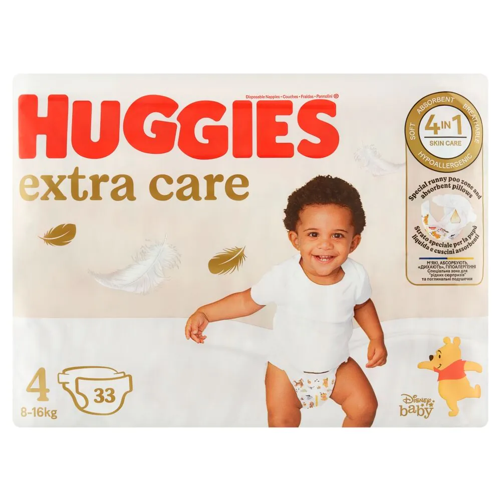 Huggies Extra Care Jumbo Pack 4 - pieluchy dla dzieci 33 szt.