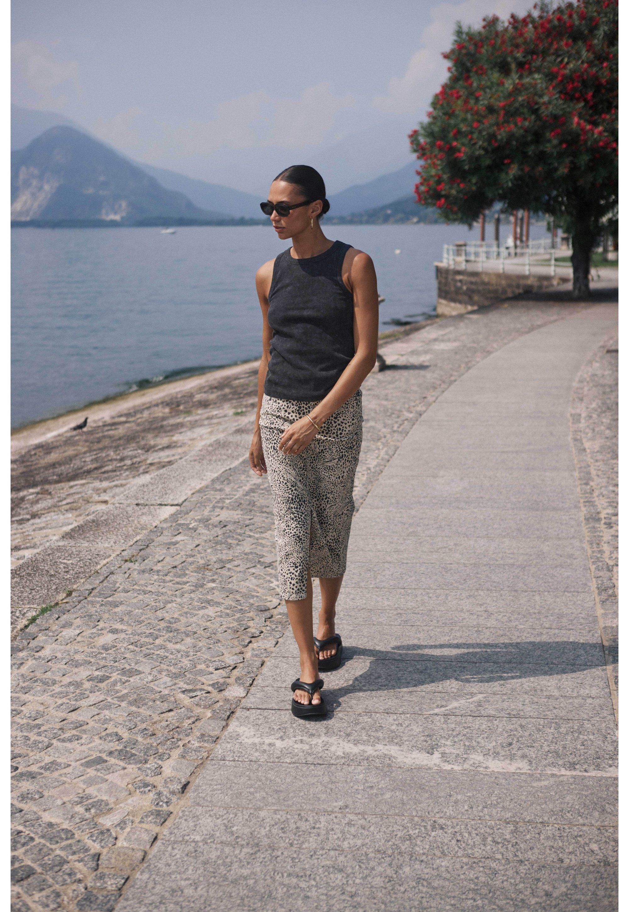 Kaffe KALISA - Denim rok - abstract luipaard