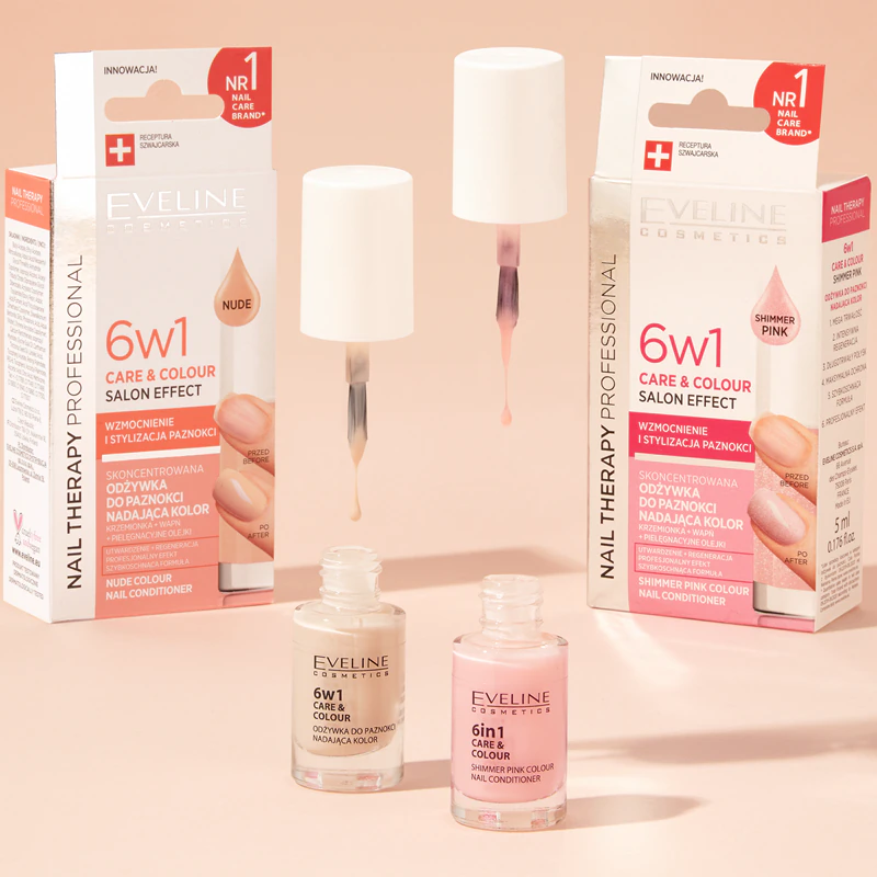 Condicionador de unhas 6 em 1 Eveline Cosmetics Nail Therapy Care & Colour