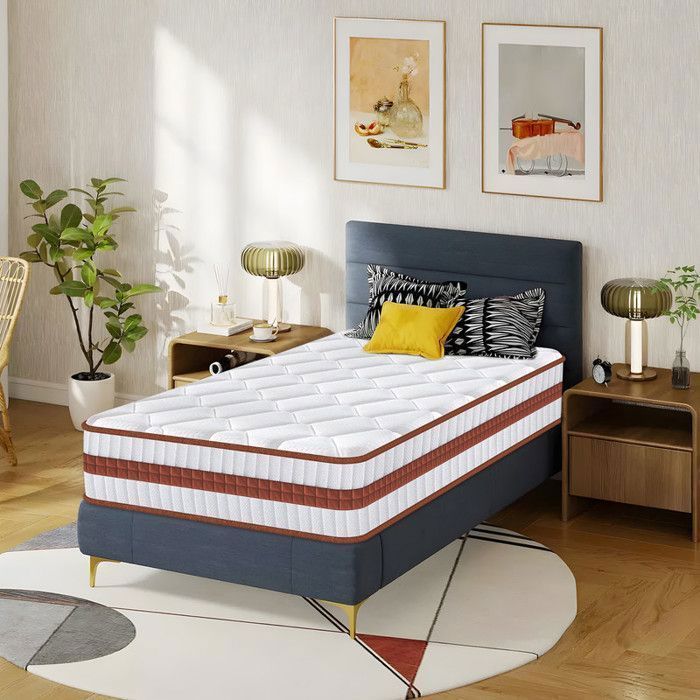 Colchón de 90x190 cm - Grosor 26 cm - Colchón ortopédico de 8 zonas - Certificado Oeko-Tex - Firmeza media - Látex extragrueso - Duradero