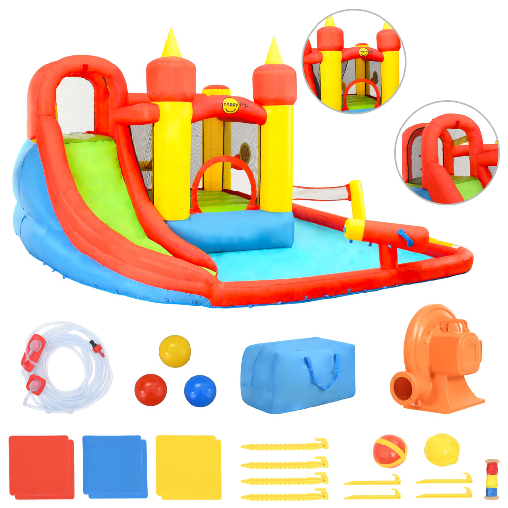 Aufblasbares Schloss Happy Hop mit Rutsche und Pool, 410 x 385 x 220 cm