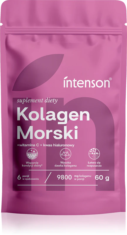Suplemento alimentar Intenson Marine Collagen com Ácido Hialurônico e Vitamina C, colágeno hidrolisado com vitamina C.