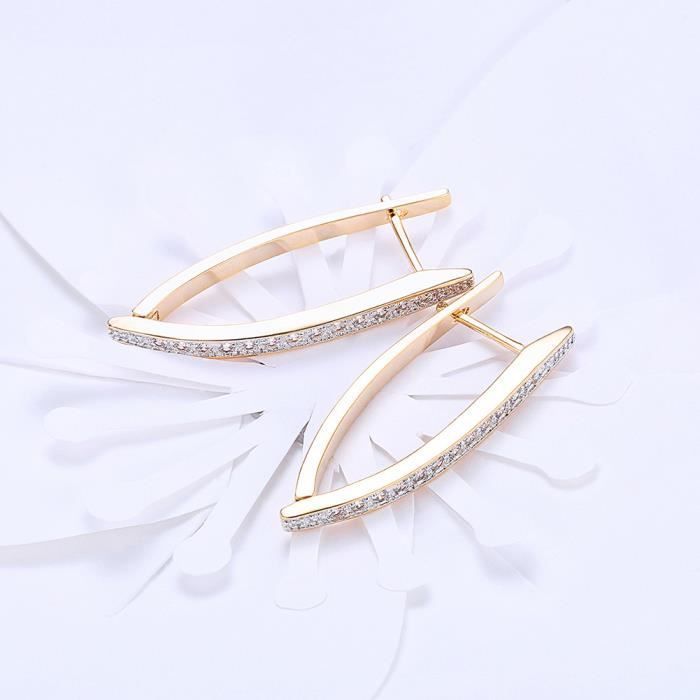 Boucles d'oreilles - Couleur Champagne Doré - Oxyde de zirconium - 3 mm - 37 mm - Dormeuse