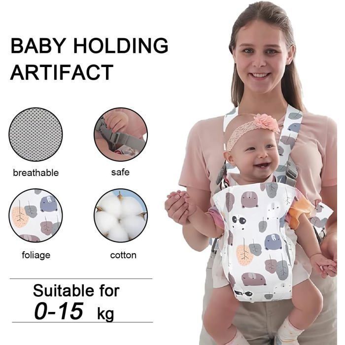 Porte bébé Ergonomique, Porte-bébé avant et Arrière, Porte-bébé Pour Nourrissons, Réglable, Randonnée, Coton Léger et Label