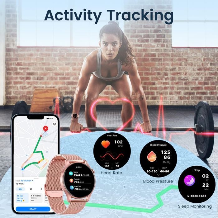 Smartwatch feminino, tela AMOLED de 1,43