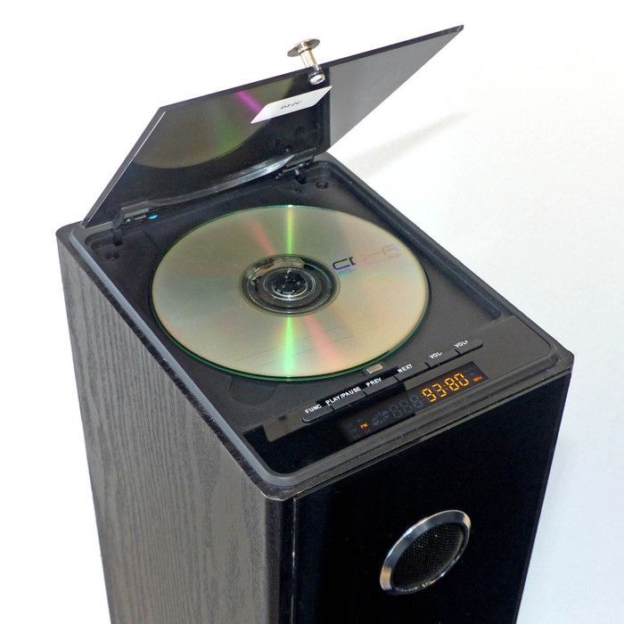 Tour de son Blacktower+ avec lecteur CD, Bluetooth, FM et USB, 100W + télécommande - Mini Strobe en Cadeau