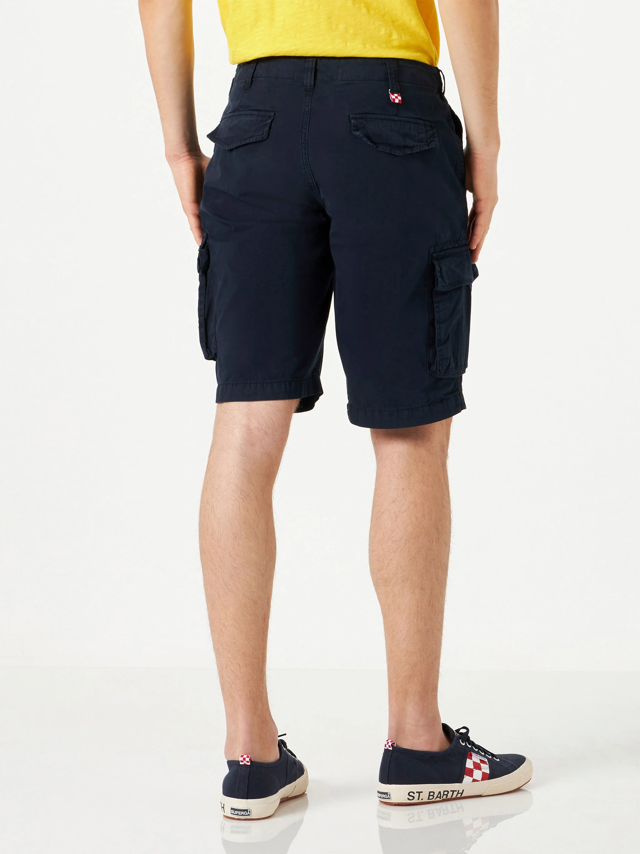 Blauwe katoenen cargoshorts
