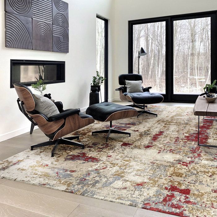 Tapis Contemporain en Laine Alpes HAMID, Tapis Doux Moderne,  ( Beige Rouge, 300 x 200 cm )