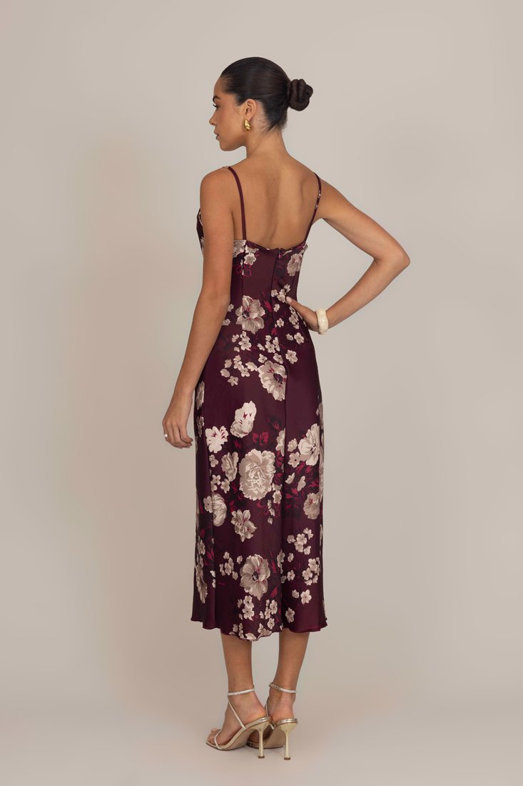 Robe midi WAL G. CARA - Robe de cocktail / Robe de soirée - imprimé bordeaux