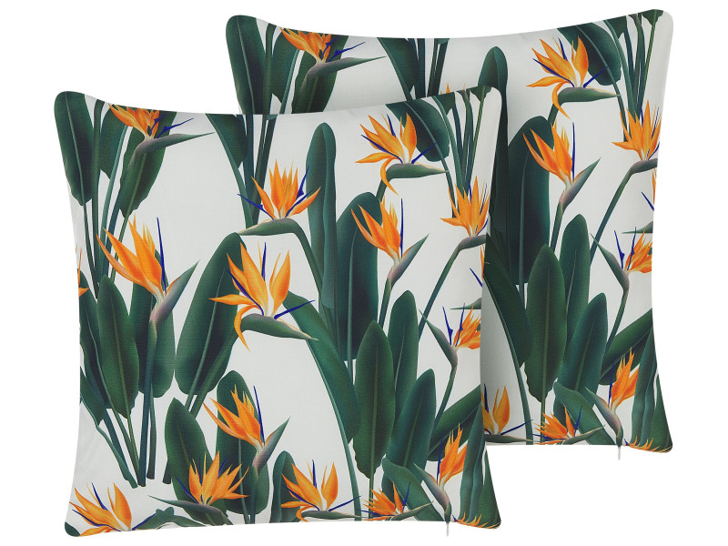 2 poduszki ogrodowe w kwiaty 45x45 zielone
