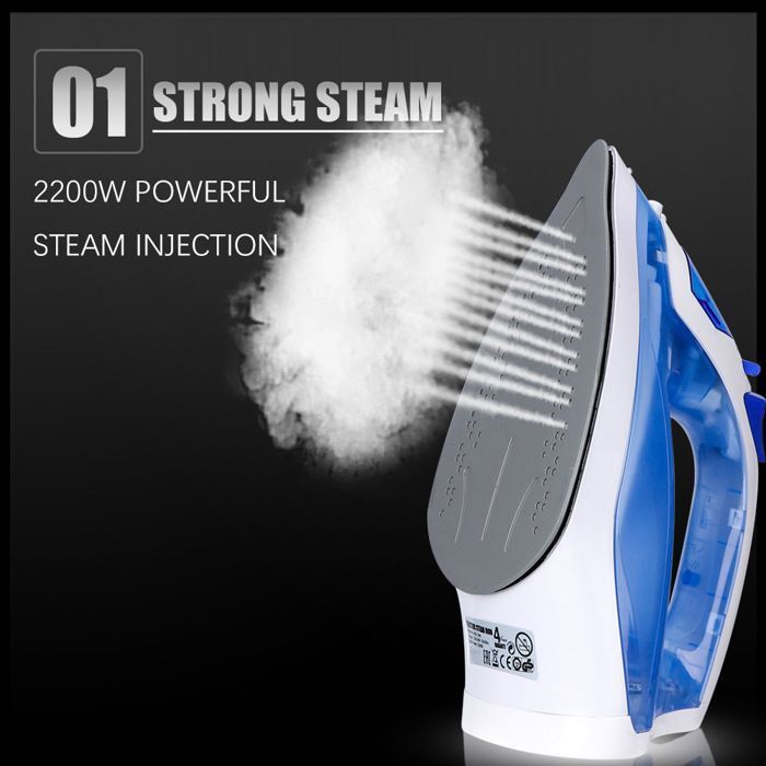 Ferro a vapor FUNSEE, 2200 W, reservatório de água de 350 ml, anticalcário, antigotejamento, base de cerâmica autolimpante.