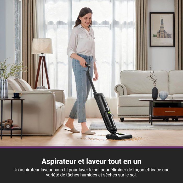 EUREKA NEW400 - Aspirateur Laveur sans Fil pour Sols Durs - Autonettoyant - Aspirateur Laveur Eau et Poussière - Longue Autonomie