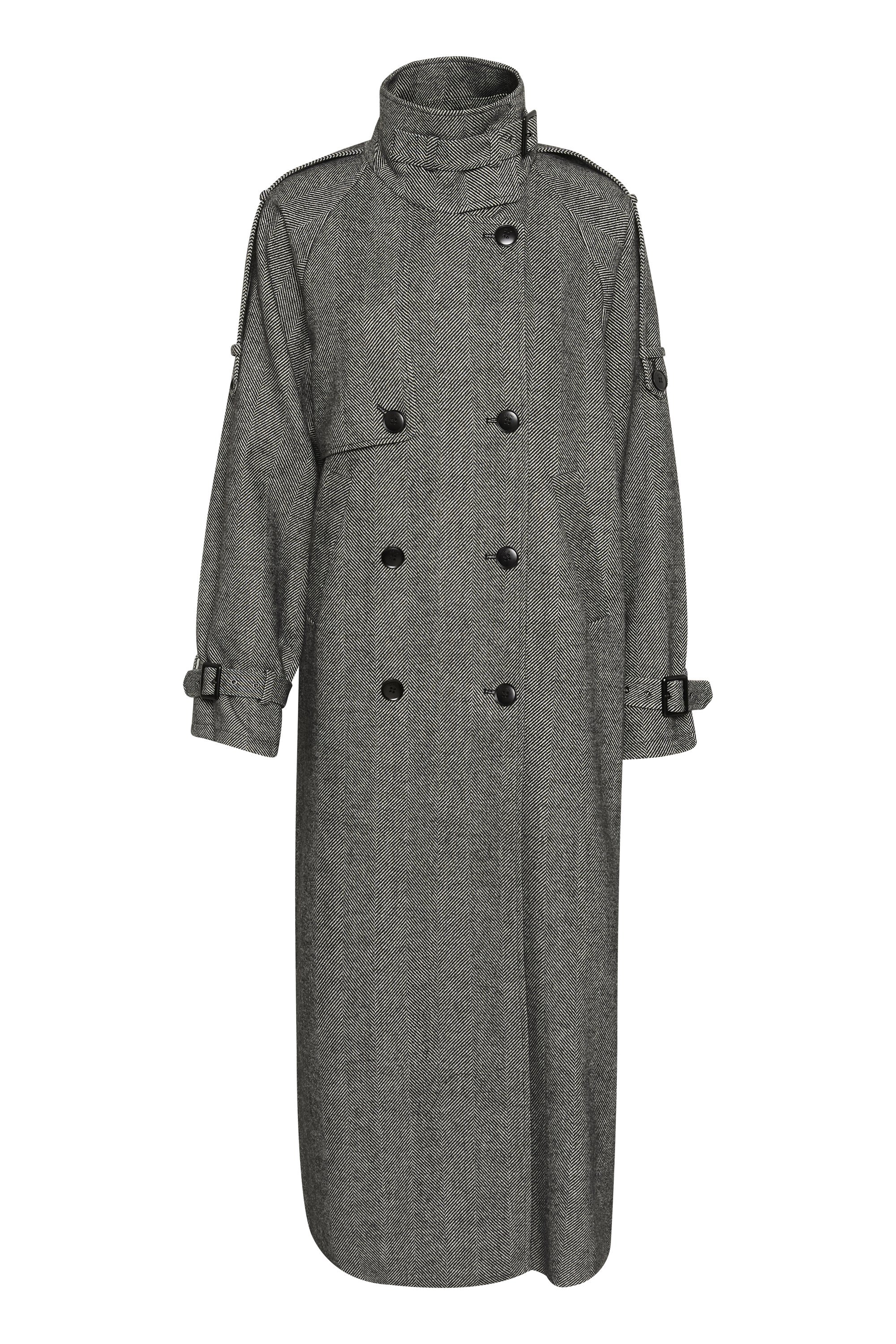 Gestuz AVIC LANGE JAS - Trenchcoat - zwart/grijs