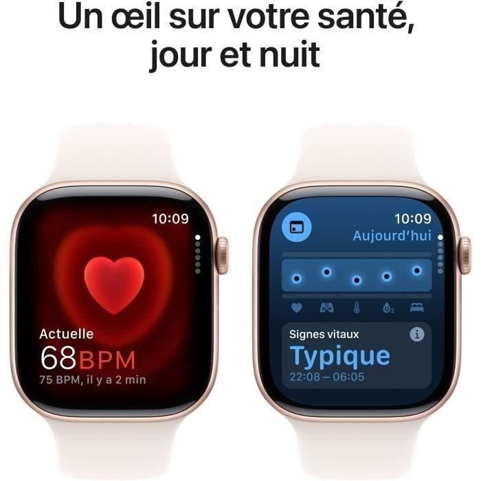 Apple Watch Series 10 GPS + Cellular - 46mm - Aluminium Rose Gold - Bracelet Light Blush M/L (2024) - Reconditionné - Excellent état