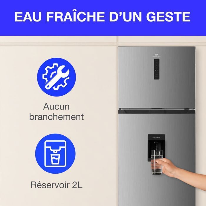 Frigorifero Continental Edison con congelatore superiore - 413 litri - Total No Frost - acciaio inox - L70 cm x H178 cm