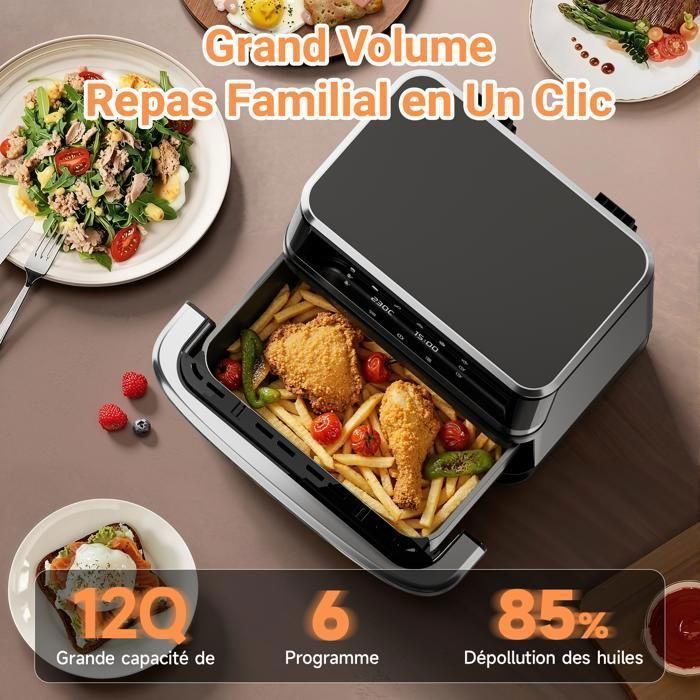 Vulcanterre Airfryer - BW8020D - Inhoud 12 liter - Meerdere kookprogramma's - Metalen binnenkant - LED-display
