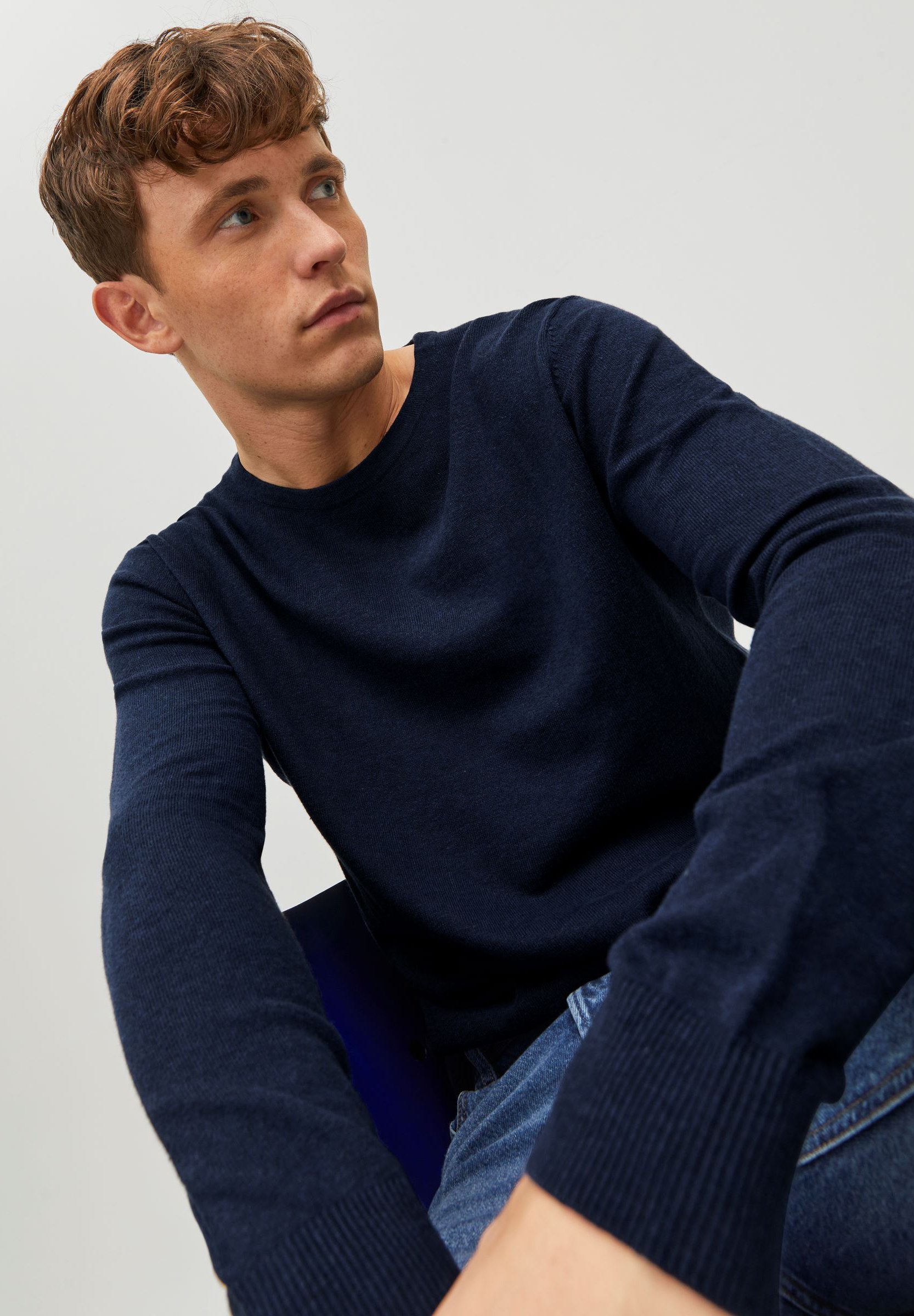 Jack & Jones JJEEMIL Rundhalsausschnitt - Pullover - marineblauer Blazer