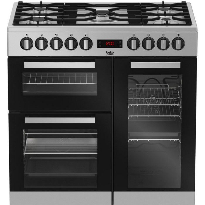 Piano de cuisson BEKO Ps235315dx - Inox/noir - 5 éléments - Four électrique - Chaleur tournante - 31 L