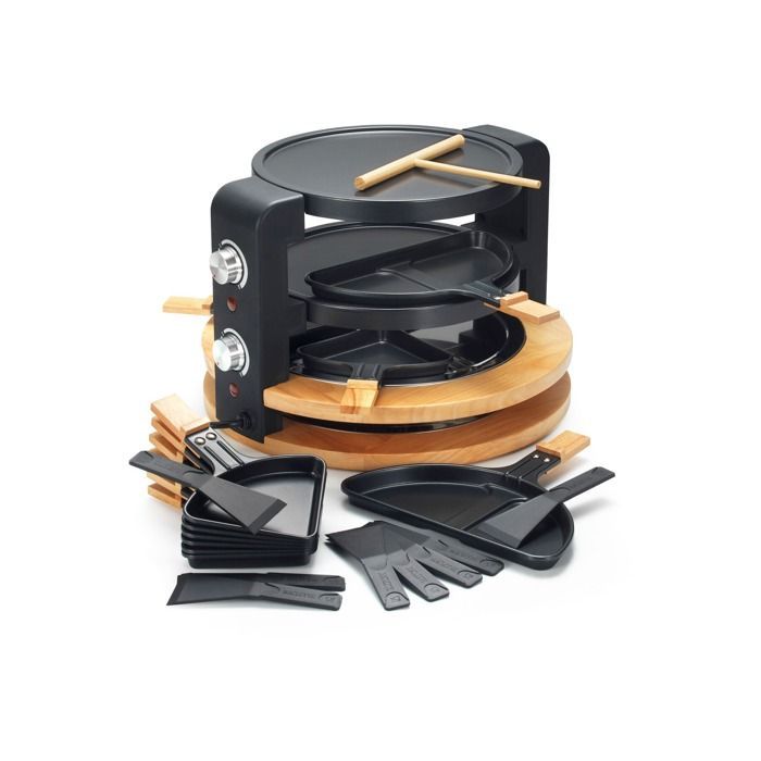 Raclette - KITCHEN CHEF - Redonda para 8 personas - 1500W - Acabado en madera