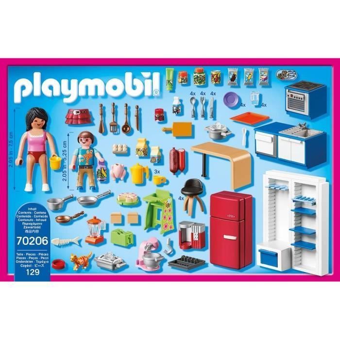 PLAYMOBIL 70206 Cucina di famiglia, Casa delle bambole La casa tradizionale, 129 pezzi, età 4+