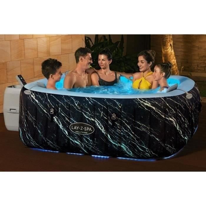 Spa hinchable BESTWAY Lay-Z-Spa Hollywood - 140 chorros de aire - 180 x 180 x 66 cm - Capacidad para 4 a 6 personas + Aspiradora eléctrica Aquascan