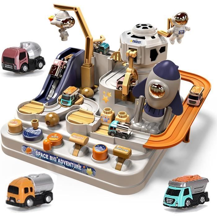 Pista de carreras de coches - Aventura - 3 coches en miniatura - Desarrollo de habilidades - Interior - Unisex