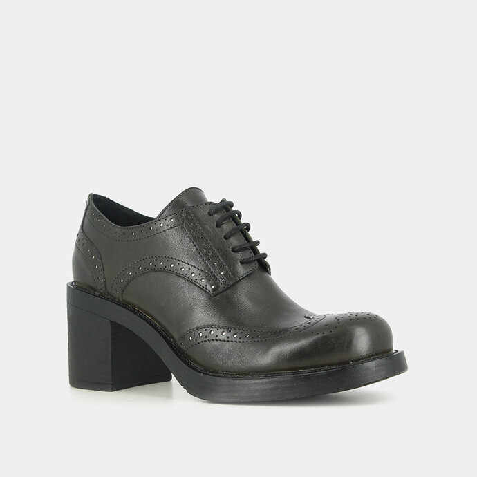 Derbies à talons  en cuir kaki