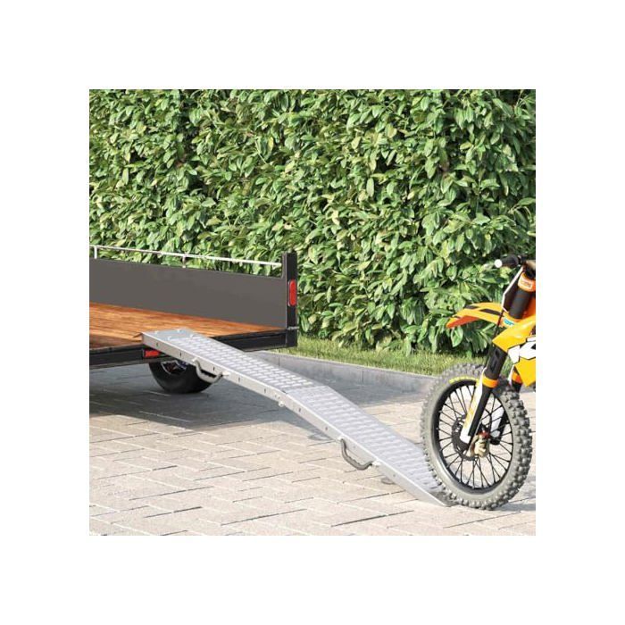 Rampa de carga de acero galvanizado - vidaXL - Plata - 185 x 22,5 x 4,5 cm - Plegable - Antideslizante - 200 kg por unidad