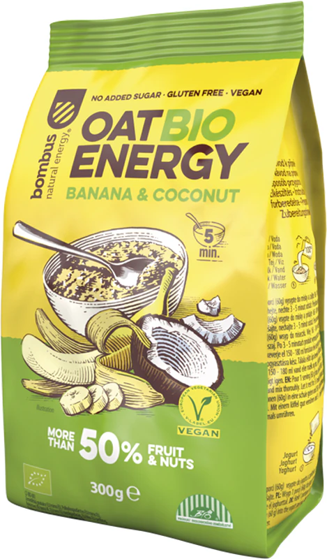 Bombus Oat Energy Mingau instantâneo orgânico de qualidade orgânica.