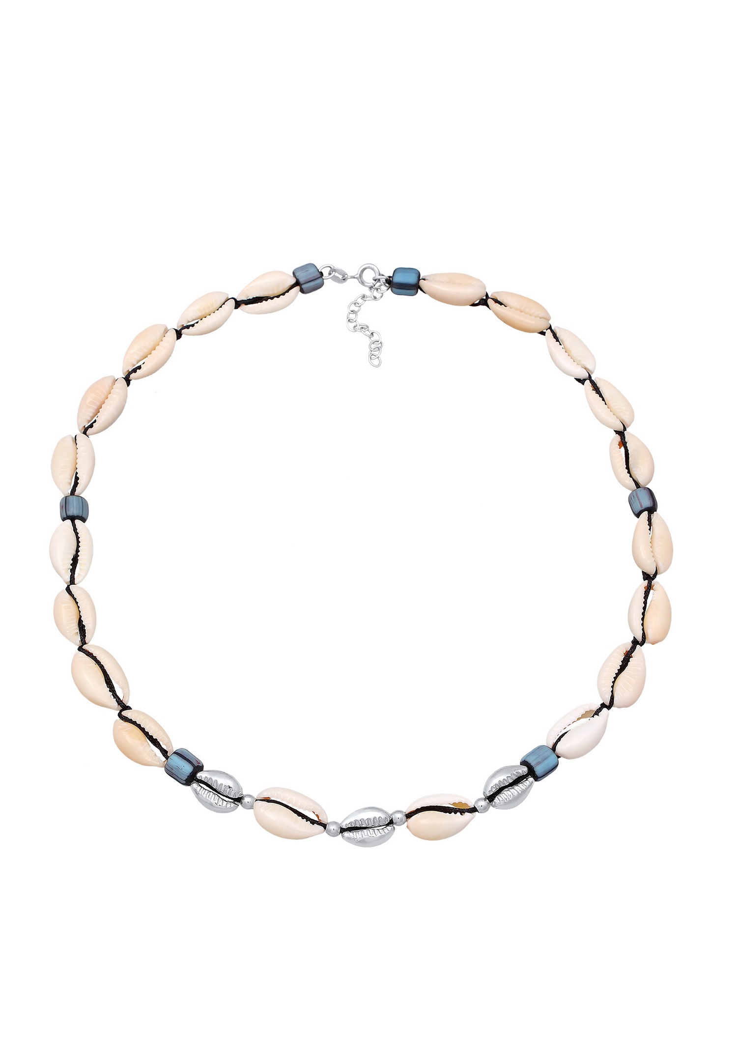 Elli Femmes choker verre perles style surfeur avec coquillage cauri en argent sterling 925