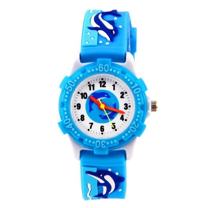SHARPHY Montre enfant fille garçons quartz baleine bleu bracelet en silicone mode qualité cadeau