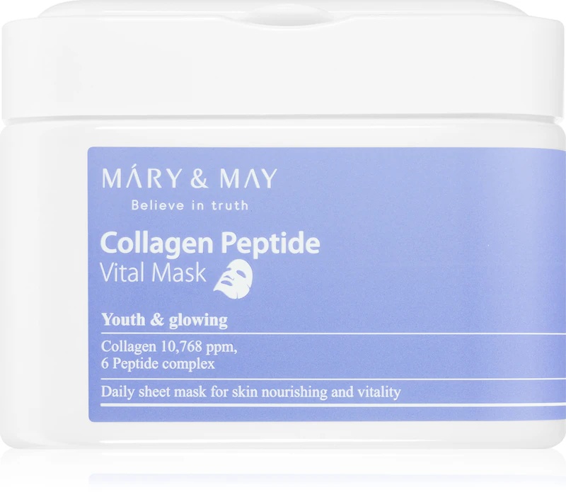 „Mary&May Collagen Peptide Vital Mask“ medžiaginių kaukių rinkinys nuo raukšlių