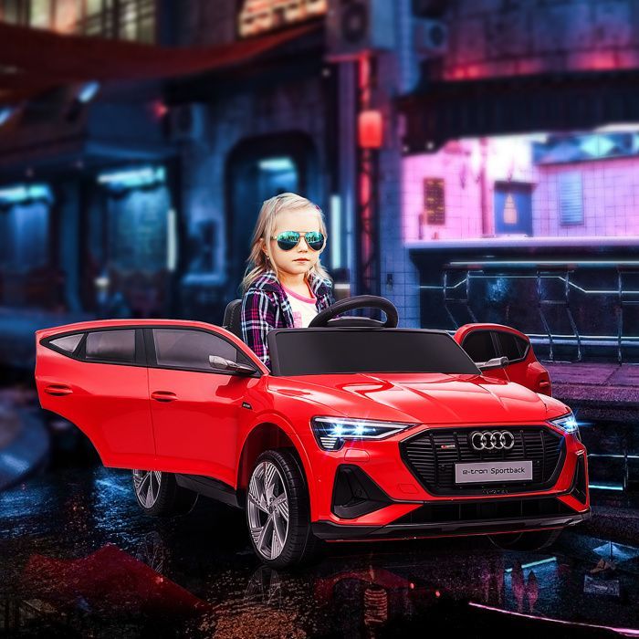 Coche eléctrico infantil - HOMCOM - Audi E-Tron Sportback 12V con licencia oficial, control remoto, LED, MP3, USB - PP - Rojo
