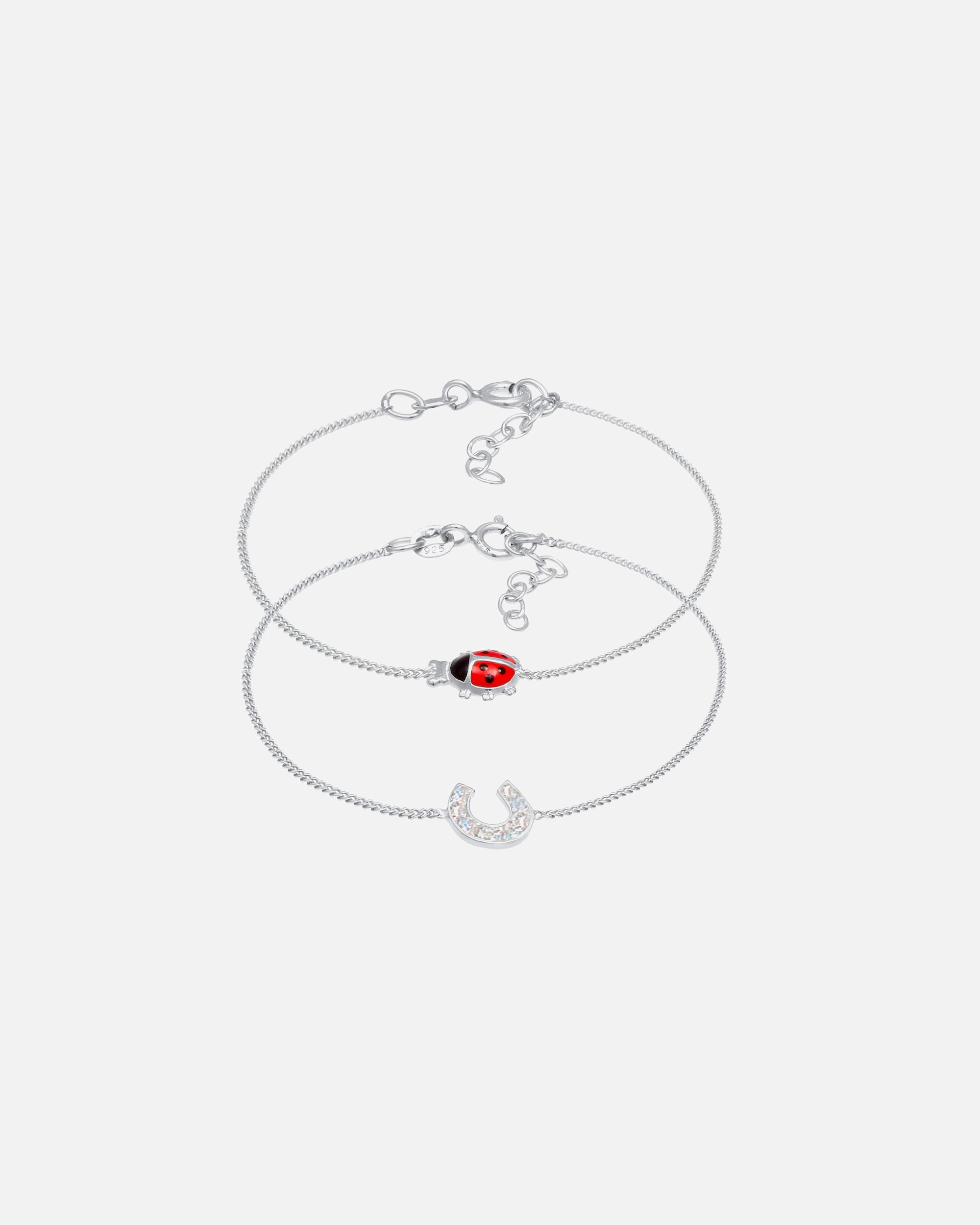 Elli Des enfants sertis de coccinelles en fer à cheval mignonnes et colorées en argent sterling 925