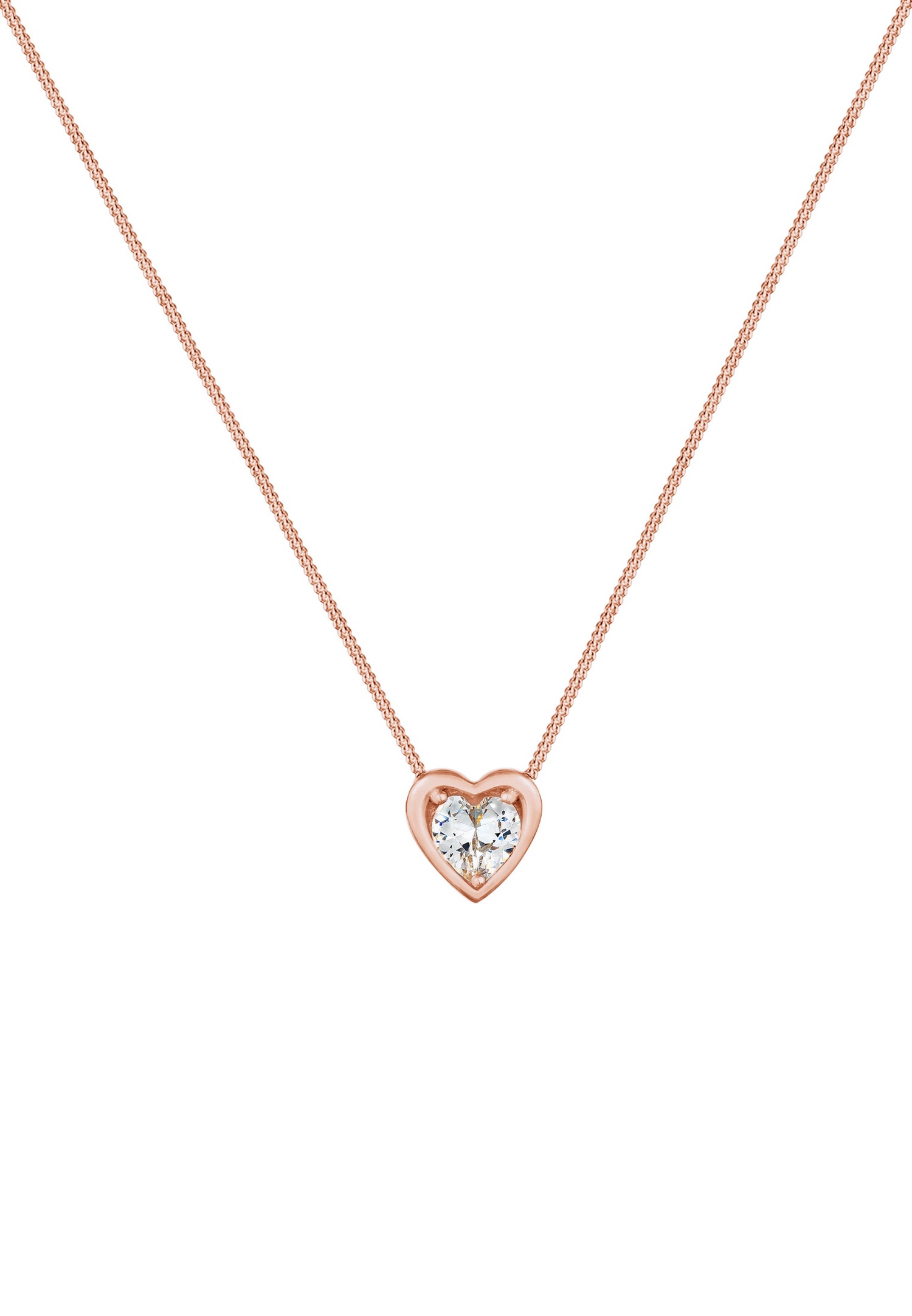 Elli Pendentif de Coeur Amour avec Cristaux de Zircone Collier Femme - (925/1000) Argent Plaqué Or