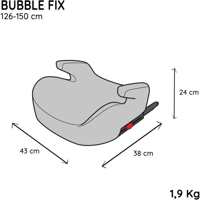NANIA Bubblefix Kindersitz mit Rückenlehne – Gruppe 3 – Isofix – I-Size – 126–150 cm – Schwarz