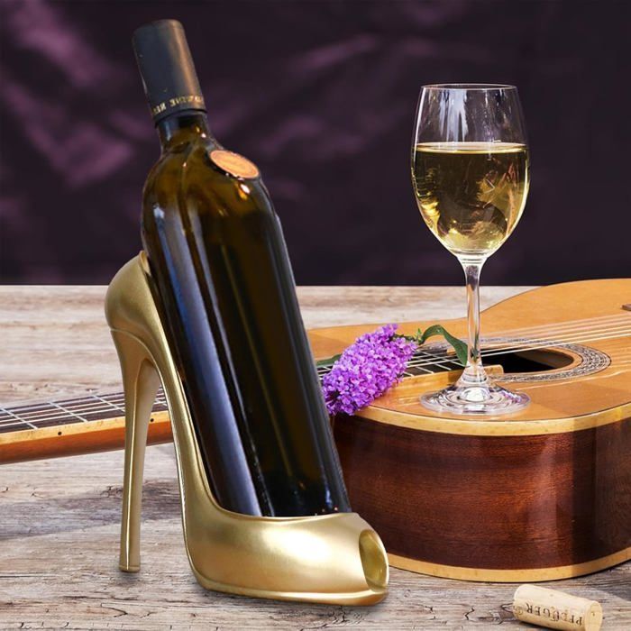 Porte-bouteille à vin décoratif - MICH - Forme de chaussure - Design talon haut - Matériau résine - Stable et robuste