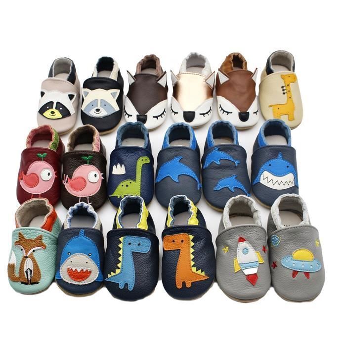Pantufas de couro macio para bebê - INSFITY - Bordô - Unissex