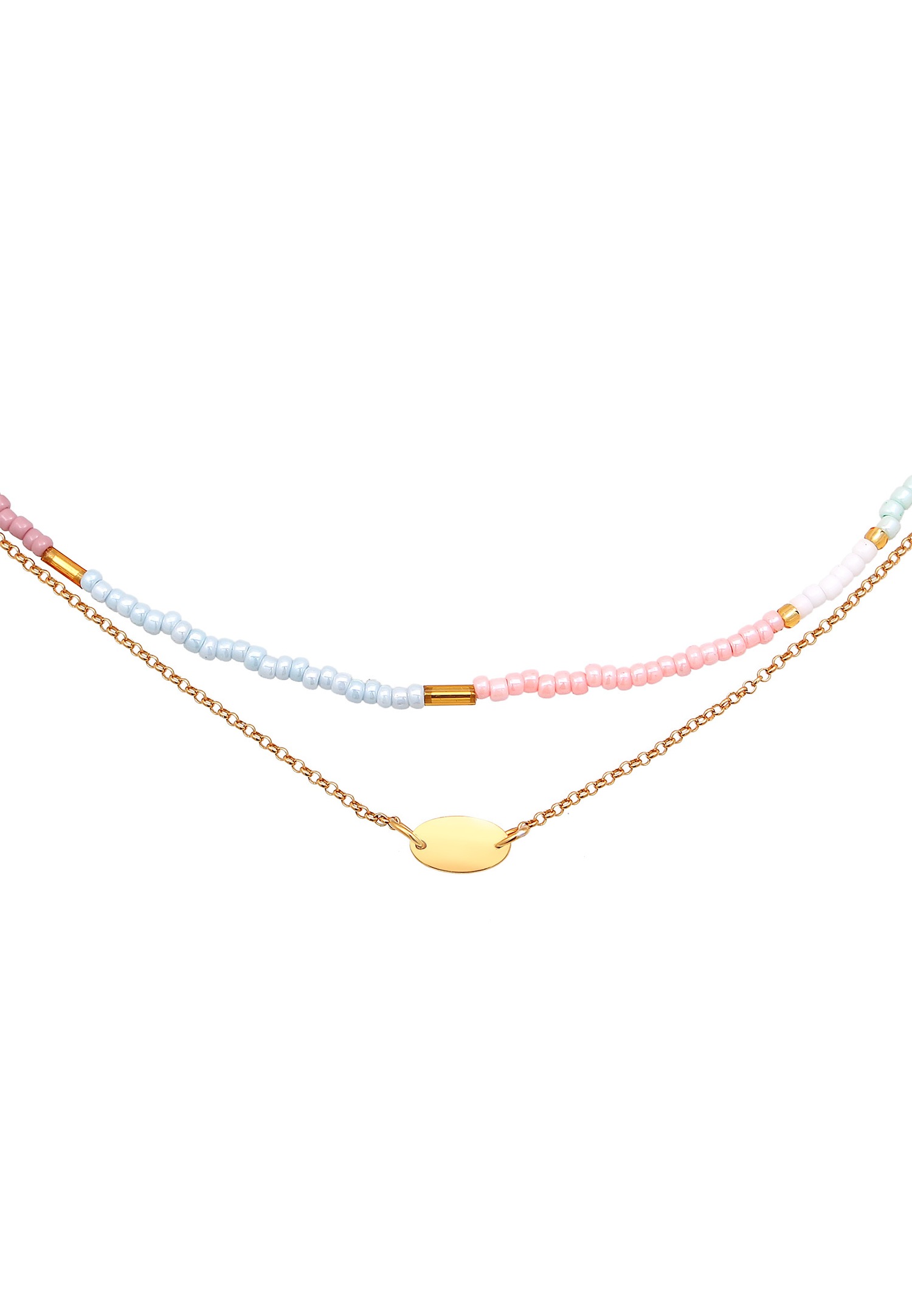 Elli Femmes choker couches perles pastel en argent sterling 925 plaqué or