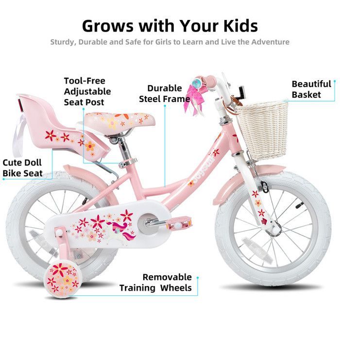 Kinderfiets - HILAND - JOYSTAR - 40 cm - Roze - Voor kinderen van 4 tot 6 jaar