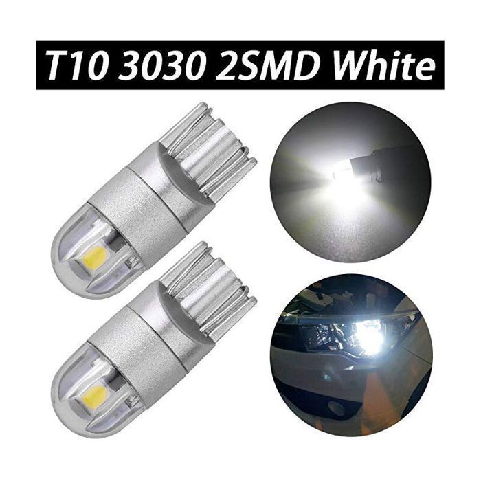 12 bombillas LED para coche 194 con chipset 3030, 2 SMD, T10, 194, 168, W5W, tipo cuña, 1,5W, 12V, para luz de cortesía de matrícula.