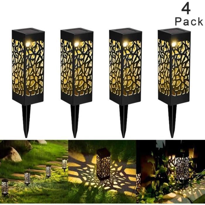 2windeal® 4 luces solares LED para jardín, faroles impermeables, luces tipo bolardo para decoración de patio y jardín.