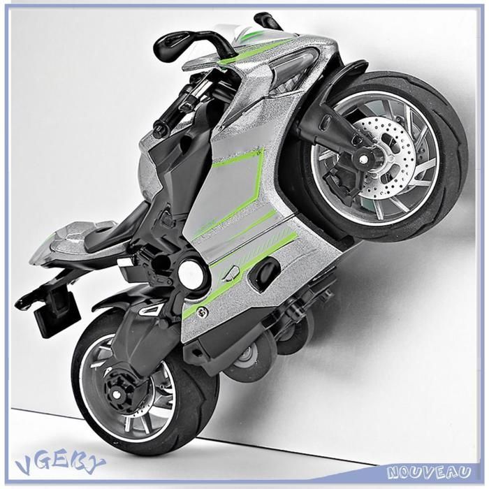 VGEBY Toy Motorcycle Model, 1:14 Scale Alloy Plastic Pull Back Toy Motorcycle with Sound and Toys, Red and Silver