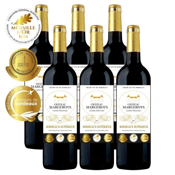 Château Margerots 2021 - Bordeaux Supérieur - Vin Rouge - 3 Médailles OR - Carton de 6 bouteilles 75cl