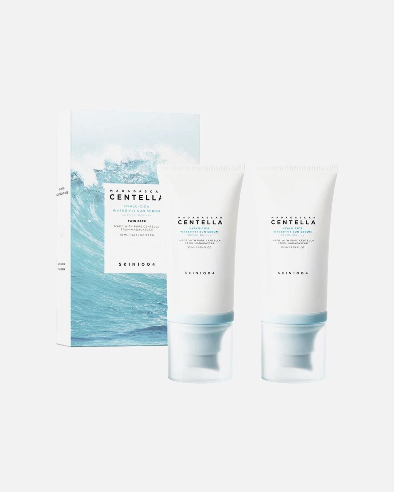 SKIN1004 Krema za sunčanje Madagaskar Centella Hyalu-Cica Water-Fit serum za sunčanje SPF 50+ PA++++ Dvostruko pakiranje - 100 ml