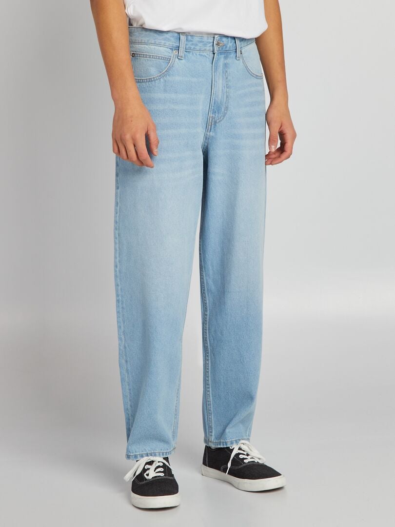Calça jeans de perna larga - AZUL