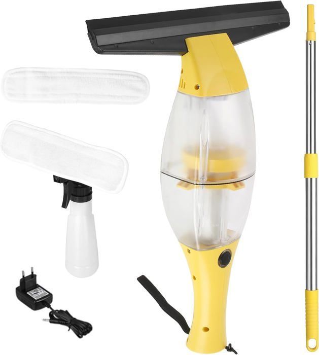 Aspiradora eléctrica inalámbrica para ventanas, limpiador de ventanas con mango telescópico, boquilla de succión de 28 cm.