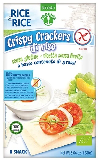 PROBIOS Rīsi un rīsi Kraukšķīgi rīsu krekeri bez glutēna un rauga 160g