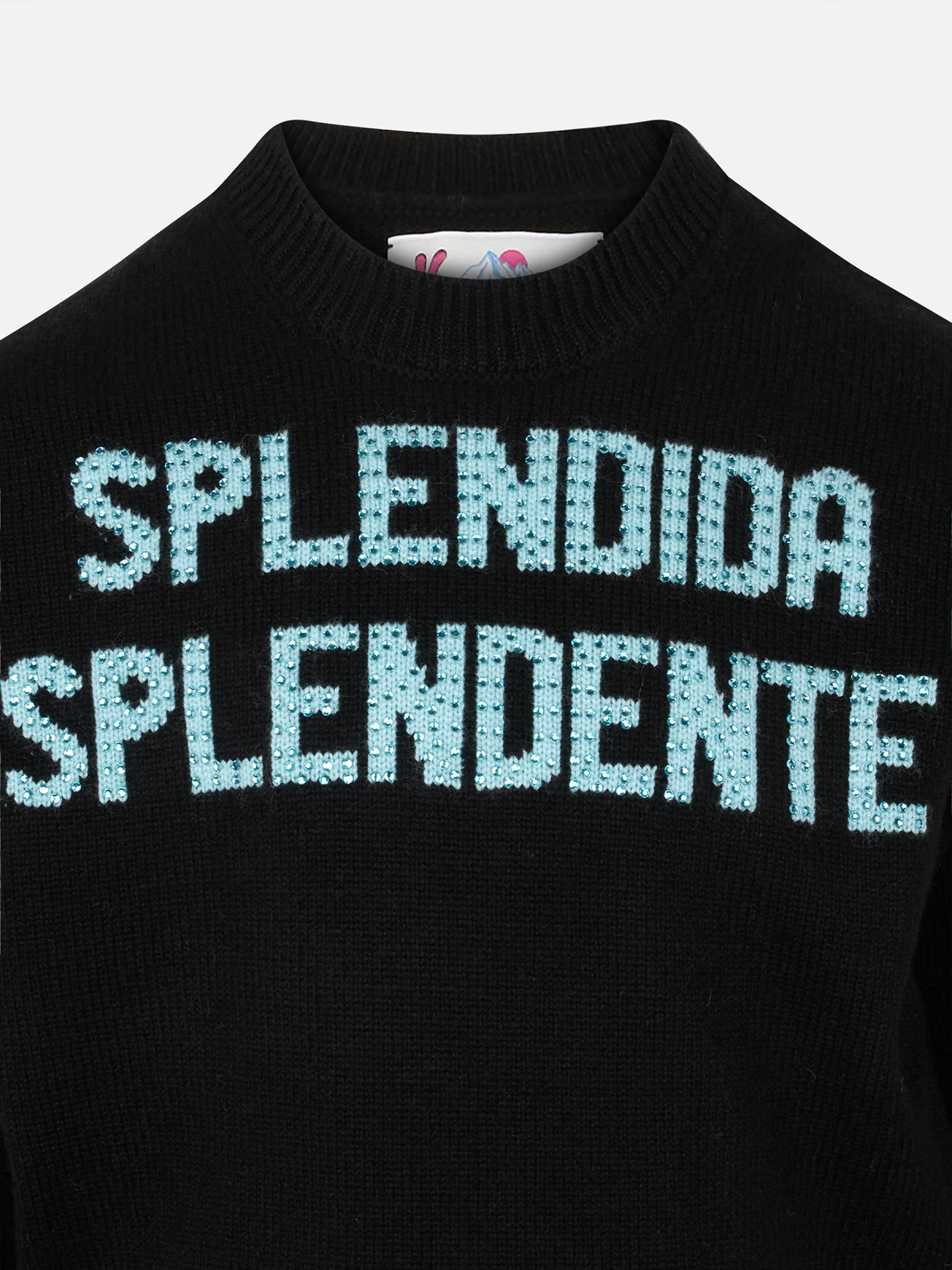 Maglione da bambina nero con strass Splendida Splendente | EDIZIONE SP